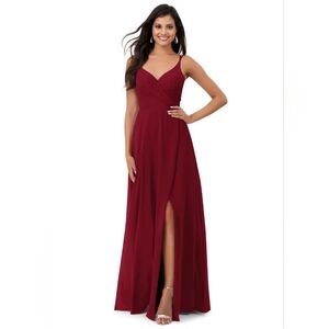 Azazie Lennon Elegant Burgundy Maxi Dress